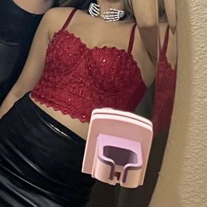 Windsor red gem corset top